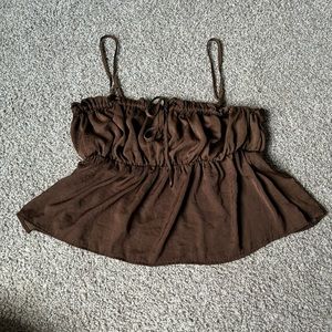 American Eagle Brown Babydoll Flowy Tank Top Sz L